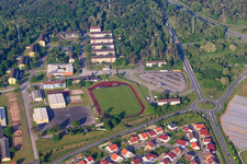 Vue aérienne de Terrain de sport à la caserne Südpfalz à Germersheim dans le département Rhénanie-Palatinat, Allemagne