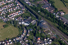 Vue aérienne de Dépôt ferroviaire à le quartier Ottbergen in Höxter dans le département Rhénanie du Nord-Westphalie, Allemagne
