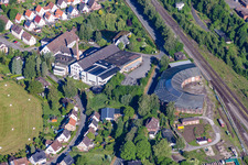 Vue aérienne de Rotonde à le quartier Ottbergen in Höxter dans le département Rhénanie du Nord-Westphalie, Allemagne