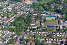Vue aérienne de Caserne du 7e bataillon de défense NBC à Höxter dans le département Rhénanie du Nord-Westphalie, Allemagne