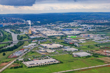 Vue aérienne de Zone industrielle de la Brüsselstraße avec DB Schenker à le quartier Oberndorf in Schweinfurt dans le département Bavière, Allemagne
