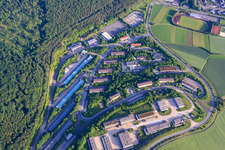 Vue aérienne de Panzer Battalion 363 dans la caserne Carl Schurz à Hardheim dans le département Bade-Wurtemberg, Allemagne