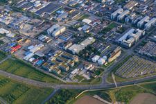 Vue aérienne de Zone industrielle de la Albert-Einstein-Straße à la Dietmar-Hopp-Allee avec SAP SE et Evora IT Solutions GmbH à Walldorf dans le département Bade-Wurtemberg, Allemagne