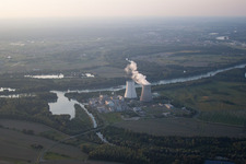 Philippsburg dans le département Bade-Wurtemberg, Allemagne depuis l'avion