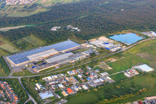 Vue aérienne de Zone industrielle Bruchstücker et Goodyear à Philippsburg dans le département Bade-Wurtemberg, Allemagne