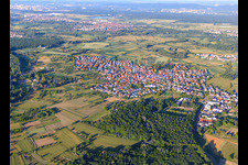Vue aérienne de Vue des prairies du Rhin depuis l'ouest à Au am Rhein dans le département Bade-Wurtemberg, Allemagne