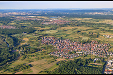 Vue aérienne de Vue des prairies du Rhin depuis l'ouest à Au am Rhein dans le département Bade-Wurtemberg, Allemagne