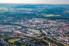 Vue aérienne de DB Regio AG, emplacement Ulm, Fiba Ulm à le quartier Weststadt in Ulm dans le département Bade-Wurtemberg, Allemagne