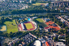 Vue aérienne de Stade du Danube à le quartier Oststadt in Ulm dans le département Bade-Wurtemberg, Allemagne