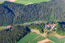 Vue aérienne de Ferme Bioland BAIKER à le quartier Bermaringen in Blaustein dans le département Bade-Wurtemberg, Allemagne