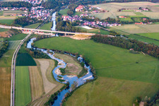 Vue aérienne de Restauration du Danube à Untermarchtal dans le département Bade-Wurtemberg, Allemagne