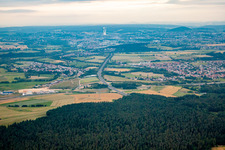 Vue aérienne de A66 Fulda-Sud B27 à le quartier Löschenrod in Eichenzell dans le département Hesse, Allemagne