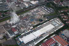 Vue aérienne de Complexe de bâtiments d'entrepôt à grande hauteur et centre logistique sur le site de la société Friedrich random GmbH & Co. KG dans le quartier de Frauenberg à Fulda dans le département Hesse, Allemagne