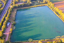 Vue aérienne de Étang Scheller à Mutterstadt dans le département Rhénanie-Palatinat, Allemagne