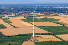 Chantiers de construction de parcs éoliens à le quartier Offenbach in Offenbach an der Queich dans le département Rhénanie-Palatinat, Allemagne vue d'en haut