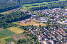Chantier du nouveau bâtiment EDEKA dans la Lauterburger Straße à Kandel dans le département Rhénanie-Palatinat, Allemagne d'en haut