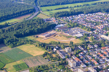 Chantier du nouveau bâtiment EDEKA dans la Lauterburger Straße à Kandel dans le département Rhénanie-Palatinat, Allemagne hors des airs