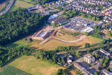 Chantier du nouveau bâtiment EDEKA dans la Lauterburger Straße à Kandel dans le département Rhénanie-Palatinat, Allemagne vue d'en haut