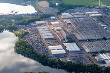 Locaux de l'usine automobile Daimler à Wörth à le quartier Maximiliansau in Wörth am Rhein dans le département Rhénanie-Palatinat, Allemagne hors des airs