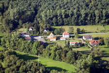 Vue aérienne de Règlement à Bienwald dans le quartier de Bienwaldmühle à Scheibenhardt dans le département Rhénanie-Palatinat, Allemagne