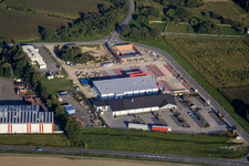 Vue aérienne de Zone industrielle à le quartier Freistett in Rheinau dans le département Bade-Wurtemberg, Allemagne