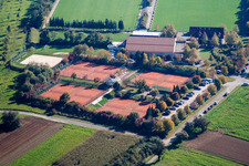 Vue aérienne de Club de tennis à le quartier Hohenwettersbach in Karlsruhe dans le département Bade-Wurtemberg, Allemagne