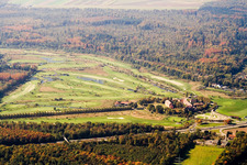 Vue aérienne de Club de golf Hofgut Scheibenhardt à le quartier Beiertheim-Bulach in Karlsruhe dans le département Bade-Wurtemberg, Allemagne