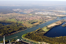 Quartier Maximiliansau in Wörth am Rhein dans le département Rhénanie-Palatinat, Allemagne depuis l'avion