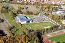 Enregistrement par drone de Bienwaldhalle à Kandel dans le département Rhénanie-Palatinat, Allemagne