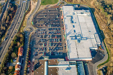 Baptême du marché au Centre Maximilien à le quartier Maximiliansau in Wörth am Rhein dans le département Rhénanie-Palatinat, Allemagne vue d'en haut