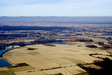 Vue aérienne de Rhin entre Jockgrim et Eggenstein à Jockgrim dans le département Rhénanie-Palatinat, Allemagne