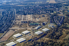 Vue aérienne de Bundeswehr entre Neureut et Knielingen à le quartier Knielingen in Karlsruhe dans le département Bade-Wurtemberg, Allemagne