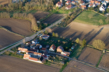Champs agricoles et surfaces utilisables à Minfeld dans le département Rhénanie-Palatinat, Allemagne hors des airs