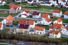 Vue aérienne de Nouvelle zone de développement NO à le quartier Schaidt in Wörth am Rhein dans le département Rhénanie-Palatinat, Allemagne