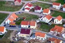 Vue d'oiseau de Nouvelle zone de développement NO à le quartier Schaidt in Wörth am Rhein dans le département Rhénanie-Palatinat, Allemagne