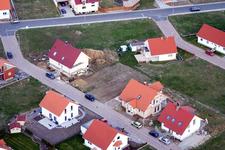 Vue aérienne de Nouvelle zone de développement NO à le quartier Schaidt in Wörth am Rhein dans le département Rhénanie-Palatinat, Allemagne