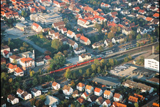 Vue aérienne de Gare de la Sparkasse à Kandel dans le département Rhénanie-Palatinat, Allemagne